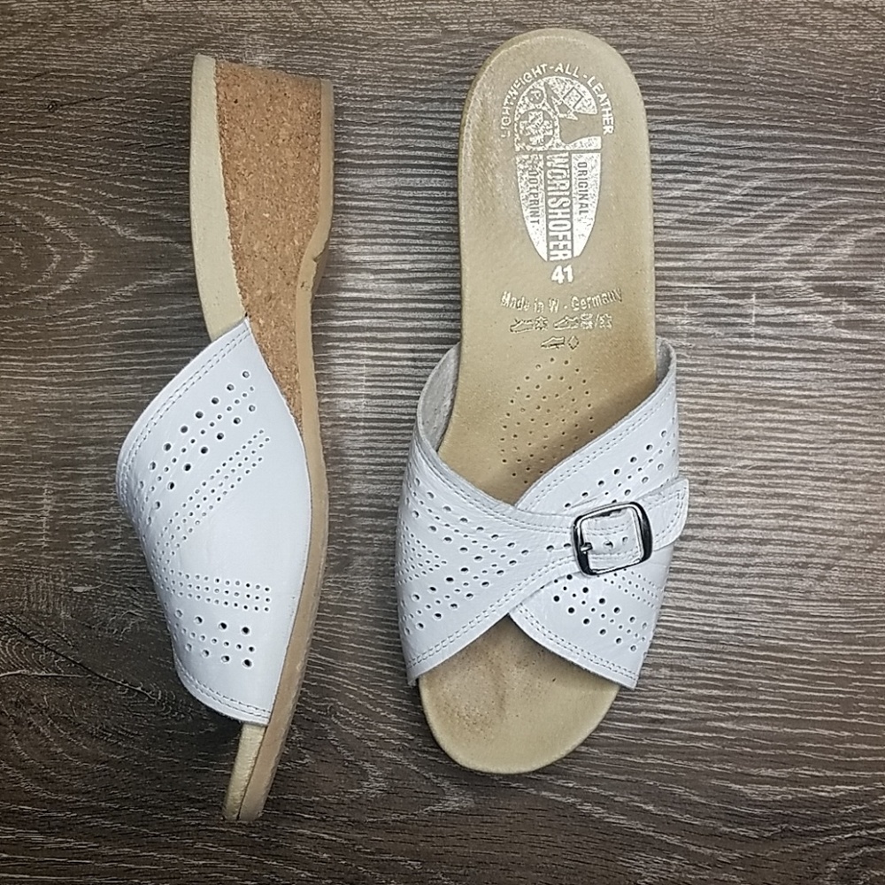 Worishofer white leather wedges size 41